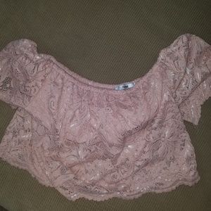 Pink lace crop top